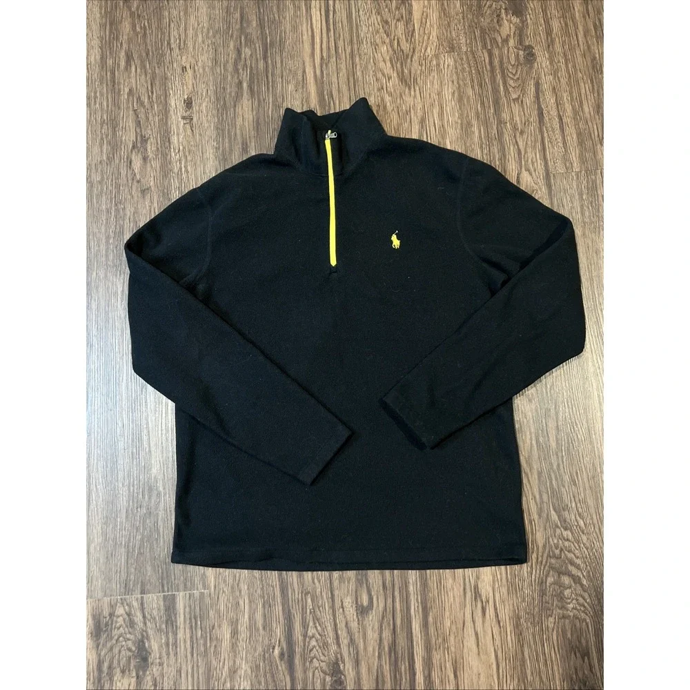Polo Ralph Lauren Performance Micro Fleece Soft Jacket 1/2 Zip Up Size M Black